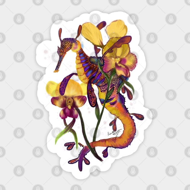 Weedy Sea Dragon and Orchids Sticker by Shadowind